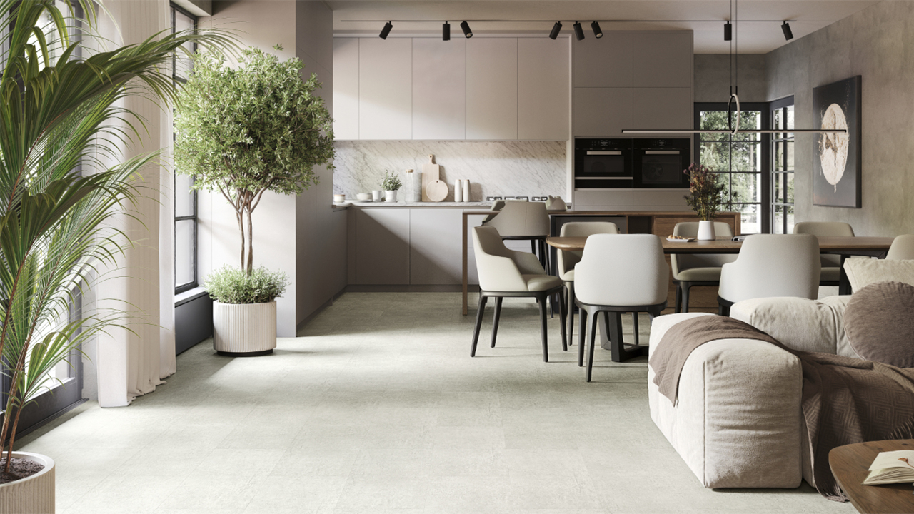 planeo Rigid Klick Vinyl - SolutionX 2in1 Betongrau Hell | Trittschalldämmung integr. (ECF-0099)