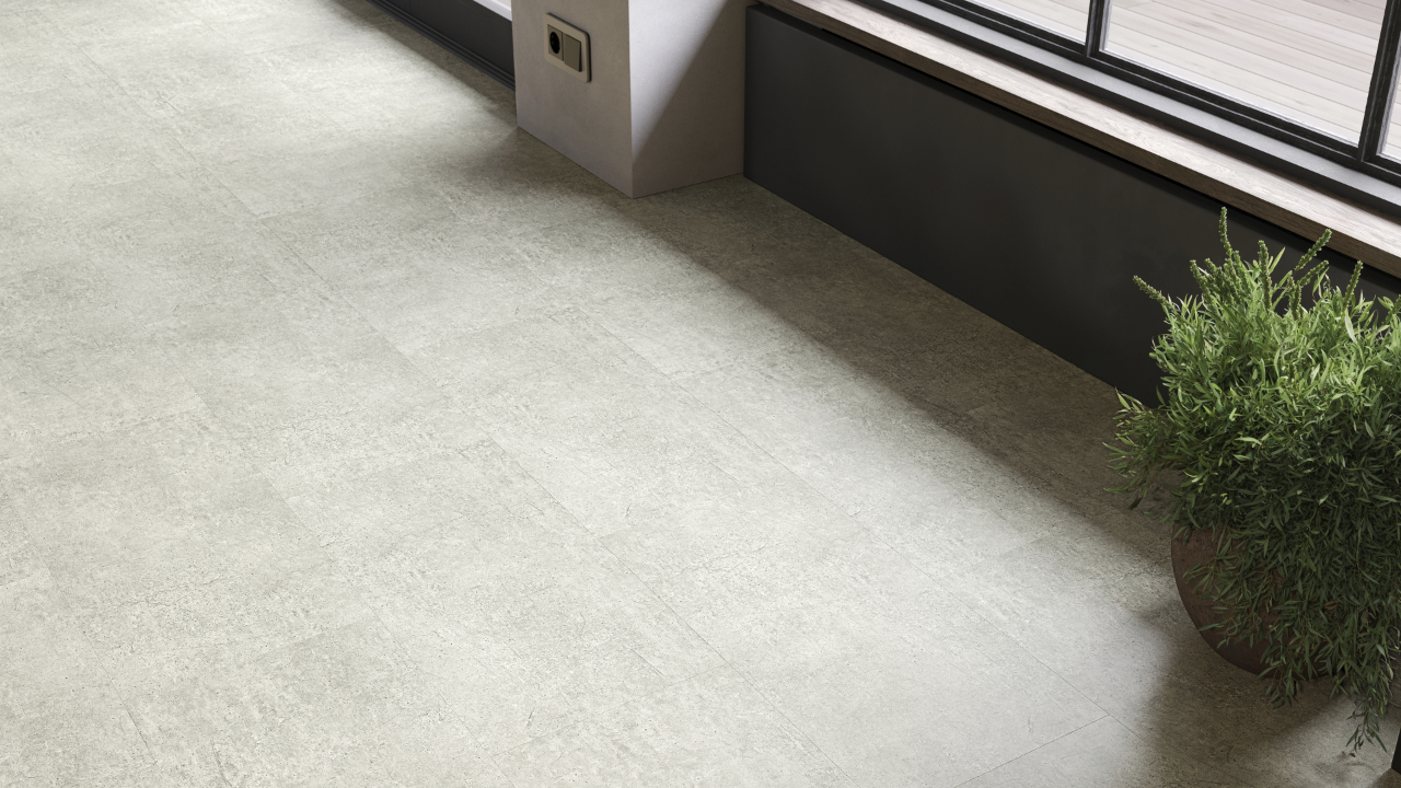 planeo Rigid Klick Vinyl - SolutionX 2in1 Betongrau Hell | Trittschalldämmung integr. (ECF-0099)