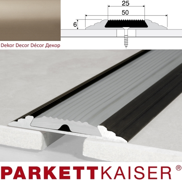Brebo Schwellenprofil mit Anti-Rutsch-Einsatz A10 Gummi Schwarz Champagne Aluminium eloxiert 93 cm main product photo