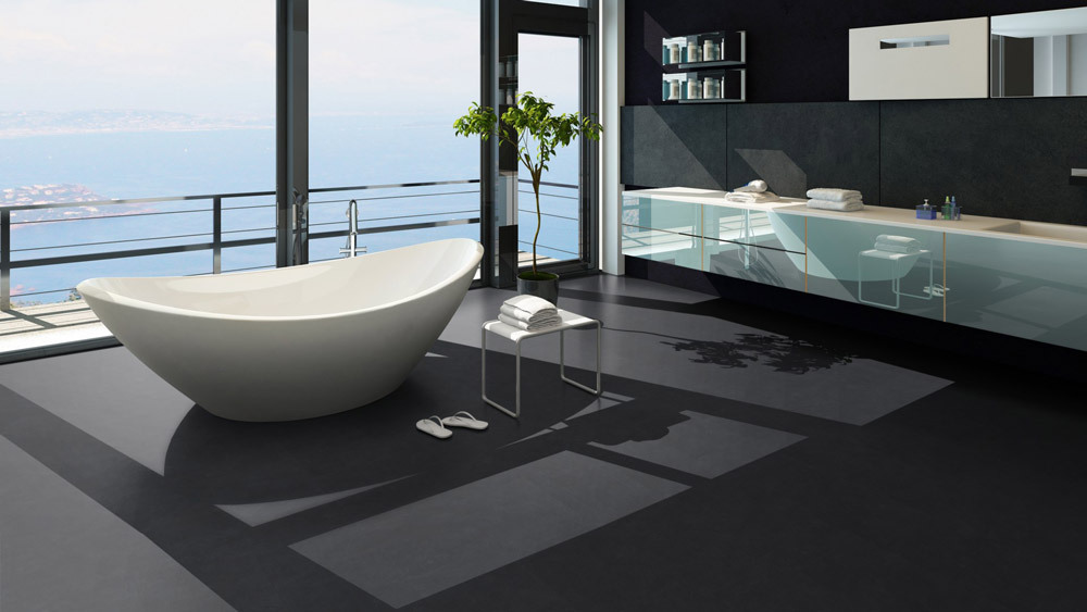 Skaben Klebe Vinylboden massiv Life 30 Loft Schwarz Fliese zum kleben