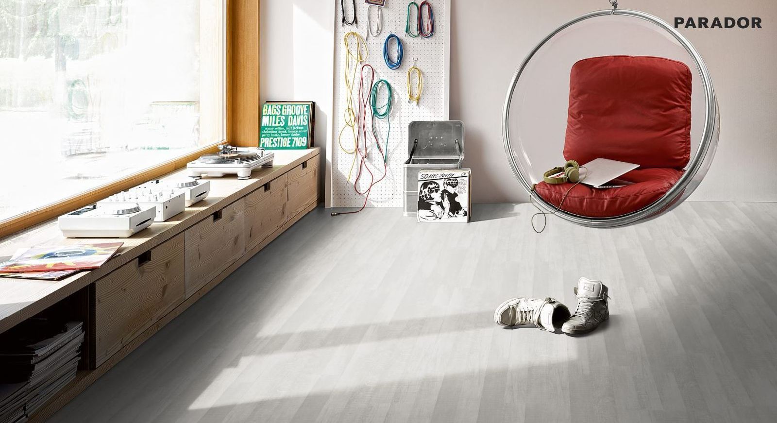 Parador Laminat Basic 200 Eiche Sägerau Weiß 2-Stab Schiffsboden