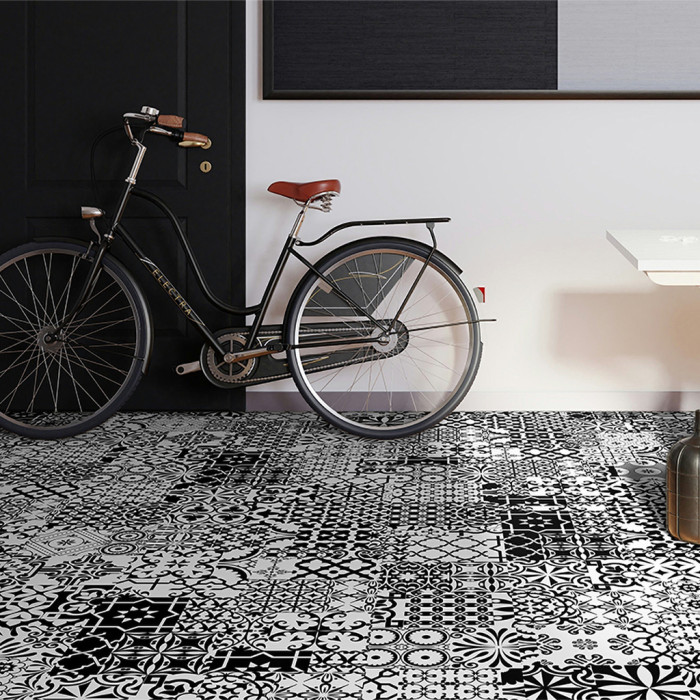 planeo Laminat - QUADRAIC Black & White V-Fuge Supermatt main product photo