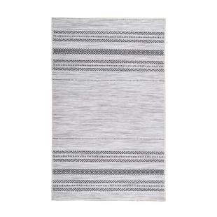 Flat pile carpet STRIPES MIX Grauf Dark gray rectangular height 5 mm