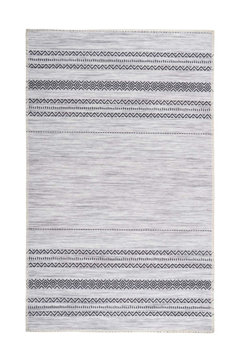 Flachflorteppich STREIFEN MIX Grauf Dunkelgrau rechteckig Höhe 5 mm main product photo