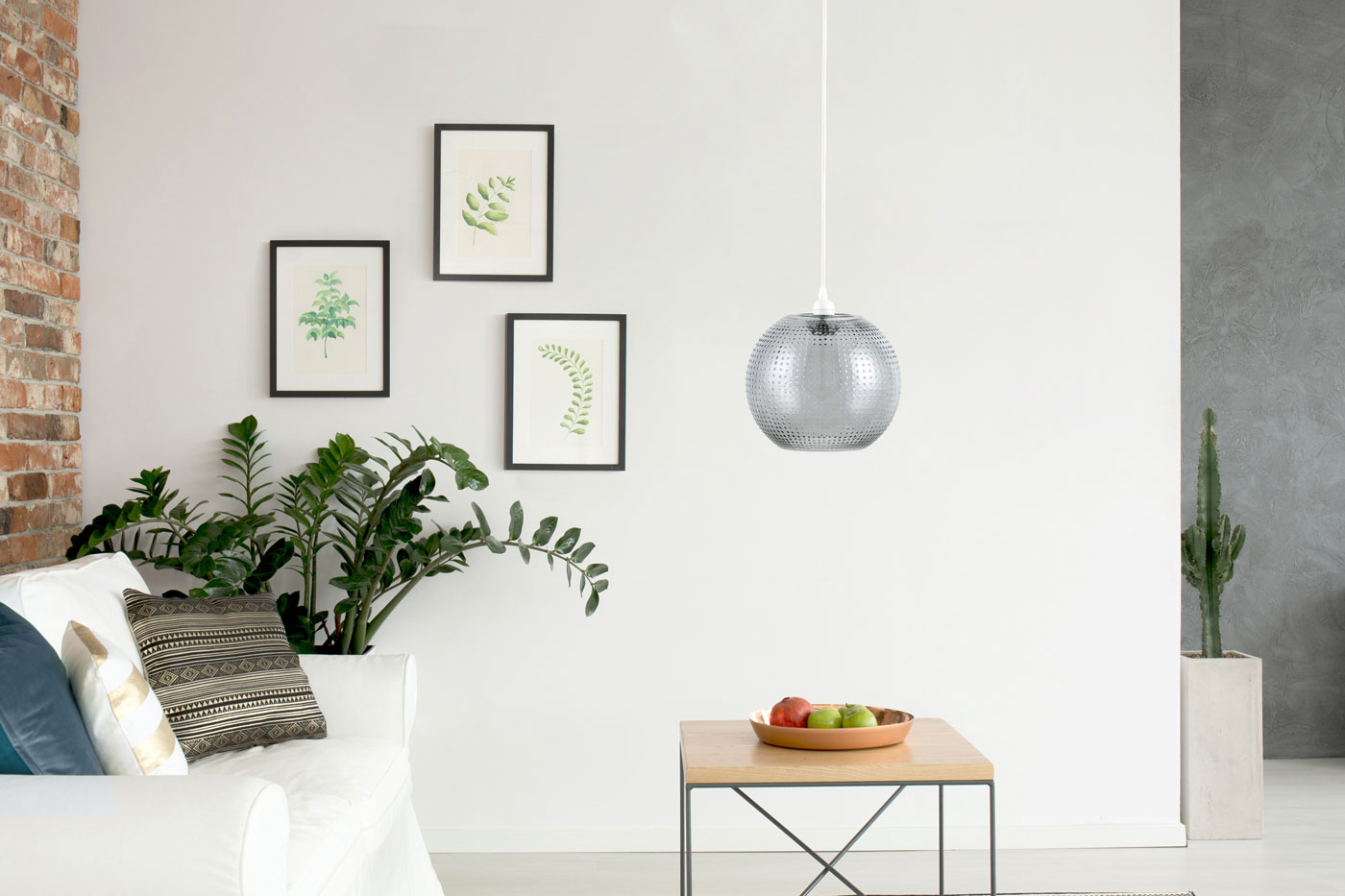 Hängelampe Camellia im Moderne Design in Farbe Grau aus Glas handgefertigt Raum2