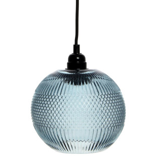 Hanging lamp Dahlia in Modern design in blue color handmade from glass