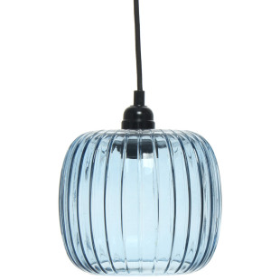 Hanging lamp Peony in Modern design in color blue handmade from glass