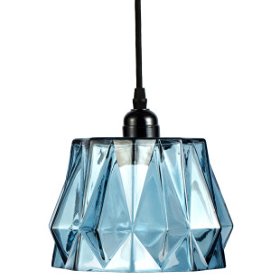 Hanging lamp Rose in Modern design in color blue handmade from glass