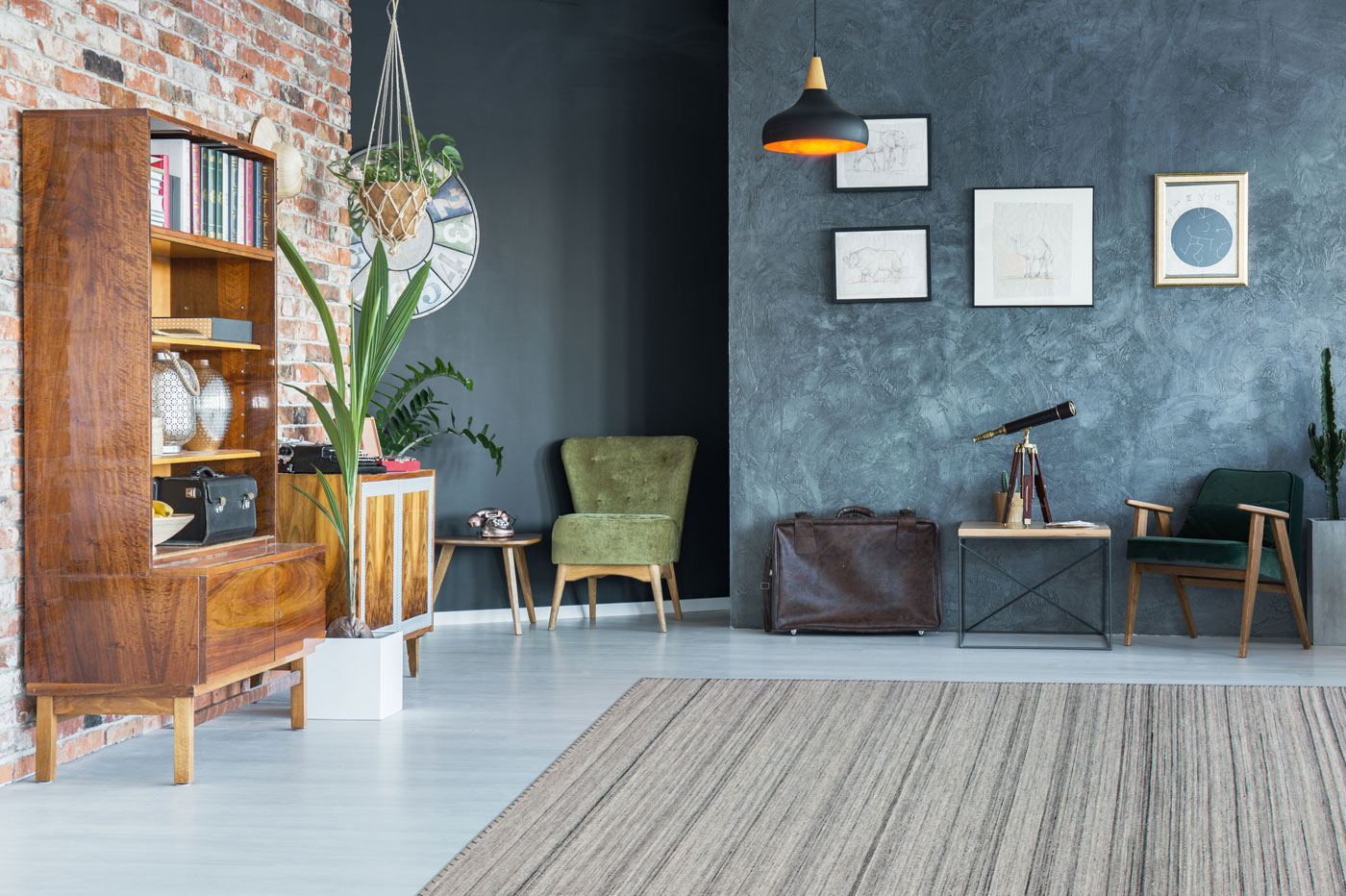 Jacquard-Teppich Grau Dunkelgrau GESTREIFT rechteckig 6mm Raum4