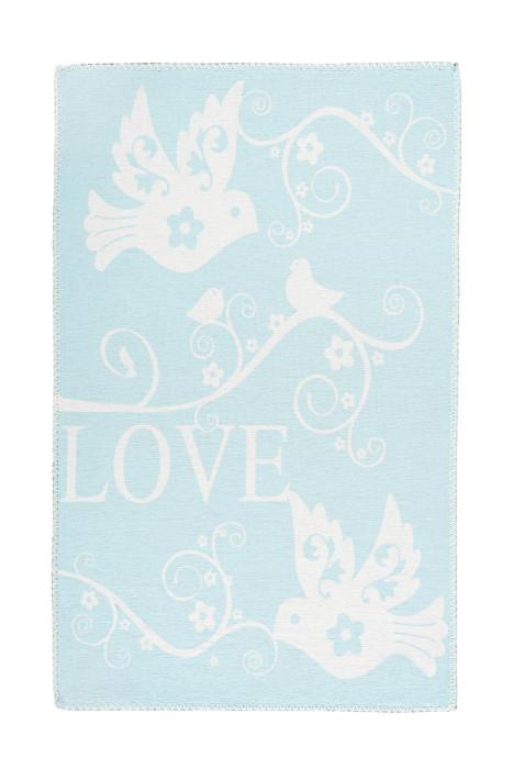 Alfombra Infantil Azul Menta BIRDS LOVE Blanco Rectangular Altura 5 mm main product photo