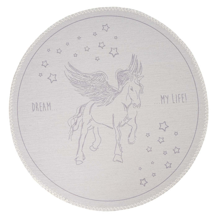 Children's carpet Gray with EINHORN Dark gray round height 5 mm 160x160cm main product photo