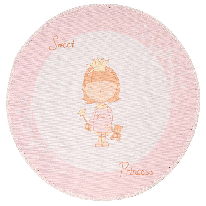 Children's carpet pink LITTLE PRINCESS round height 5 mm 160x160cm main product photo