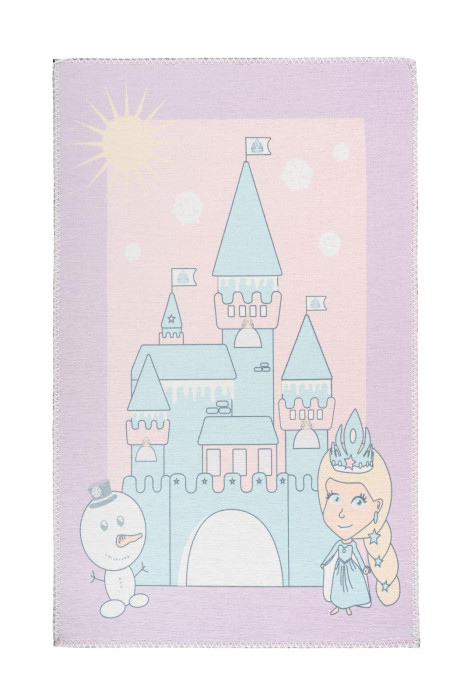 Tapis enfant Violet Rose CHÂTEAU Bleu rectangulaire Epaisseur 5 mm main product photo