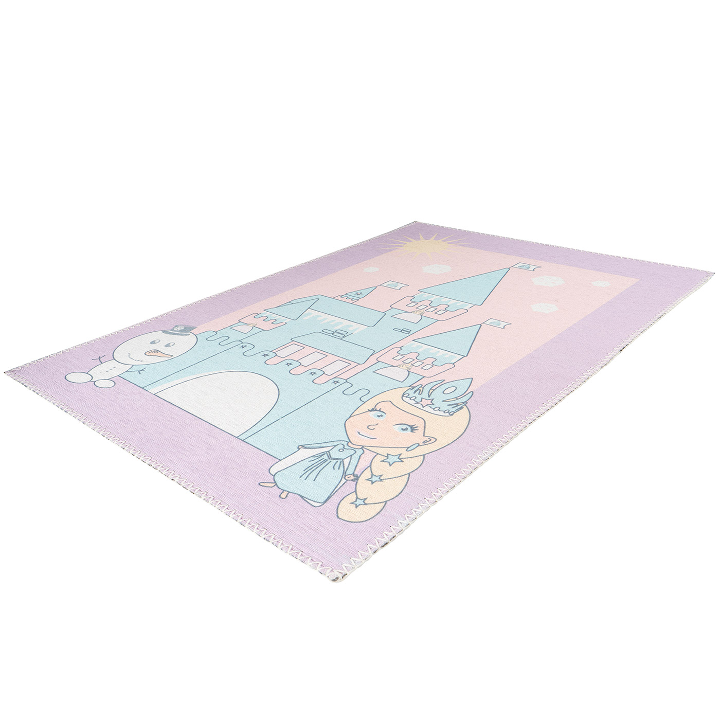 Kinderteppich Violett Rosa SCHLOSS Blau rechteckig 5mm Raum2