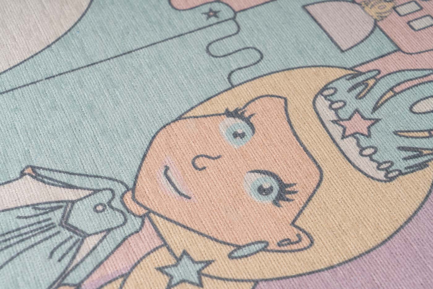 Kinderteppich Violett Rosa SCHLOSS Blau rechteckig 5mm Raum3