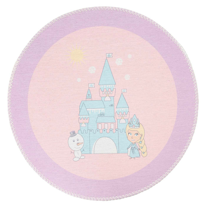 Kids Carpet Purple Pink CASTLE Blue Round Height 5 mm 160x160cm main product photo