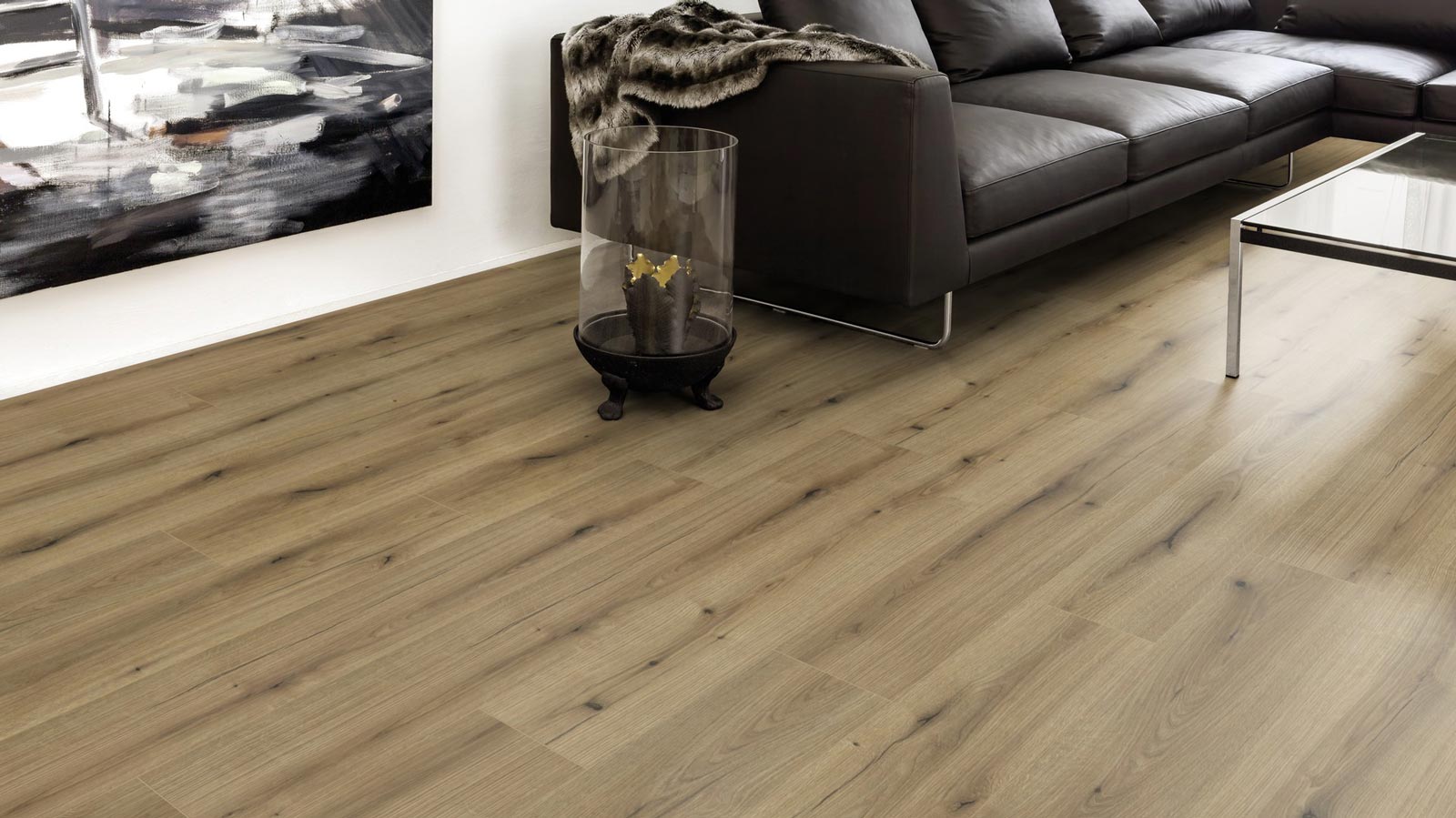 Kings Canyon Laminat RealFeel Normaldiele Aqua Samurai Eiche Biana 1-Stab Landhausdiele Raum3