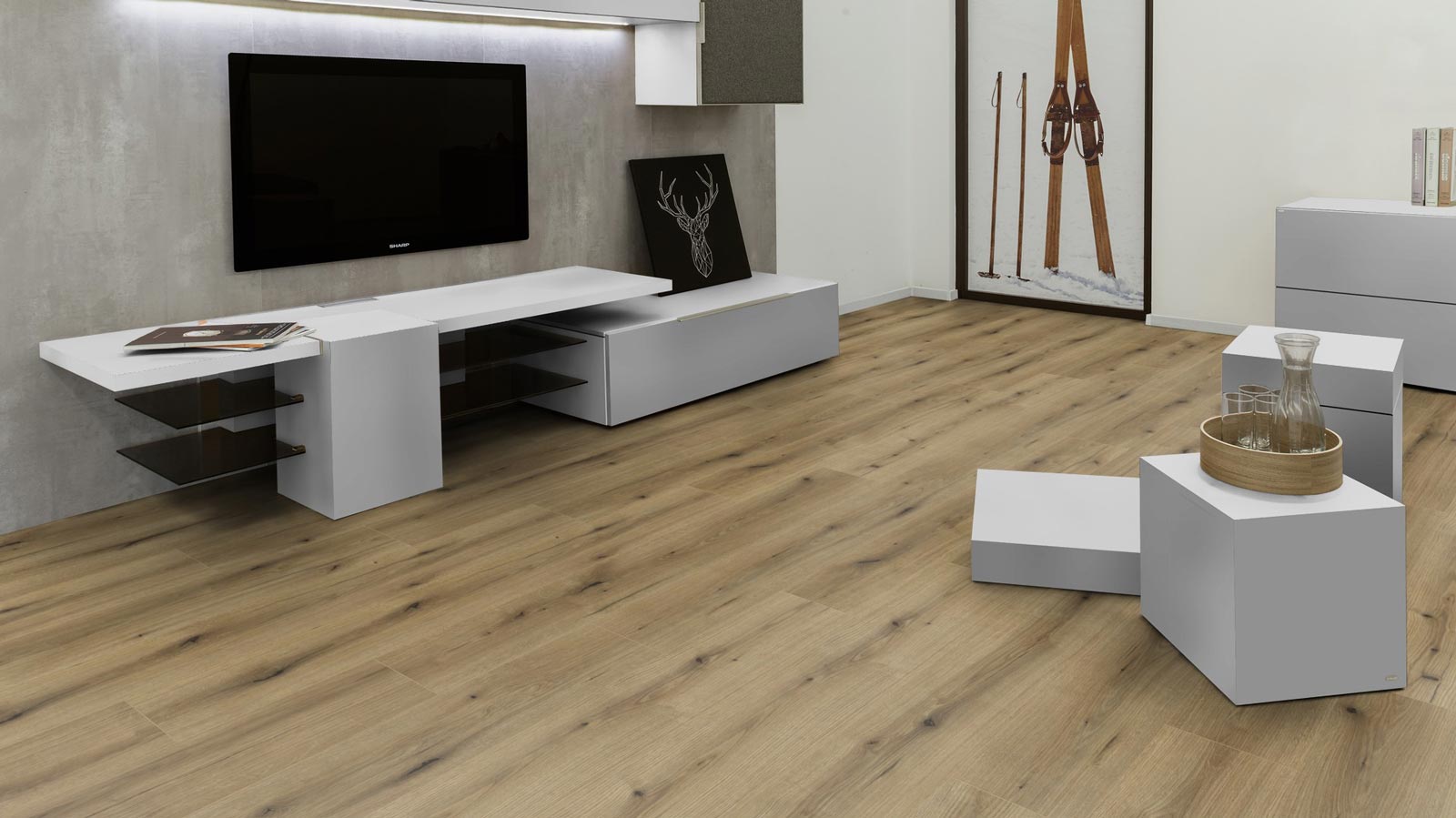 Kings Canyon Laminat RealFeel Normaldiele Aqua Samurai Eiche Biana 1-Stab Landhausdiele Raum5