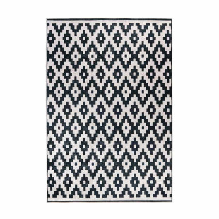 Short pile carpet Modern White with Black RAUTE pattern rectangular height 6 mm