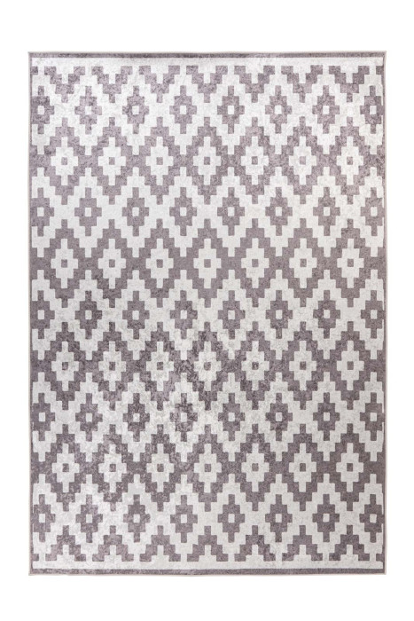 Short pile carpet Modern White with Taupe RAUTE pattern rectangular height 6 mm 160x230cm main product photo
