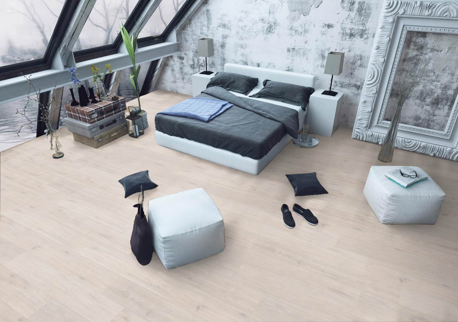 Meister Designboden MeisterDesign. comfort DD 600 S Eiche arcticweiß 6995 1-Stab Kurzdiele M4V Raum4