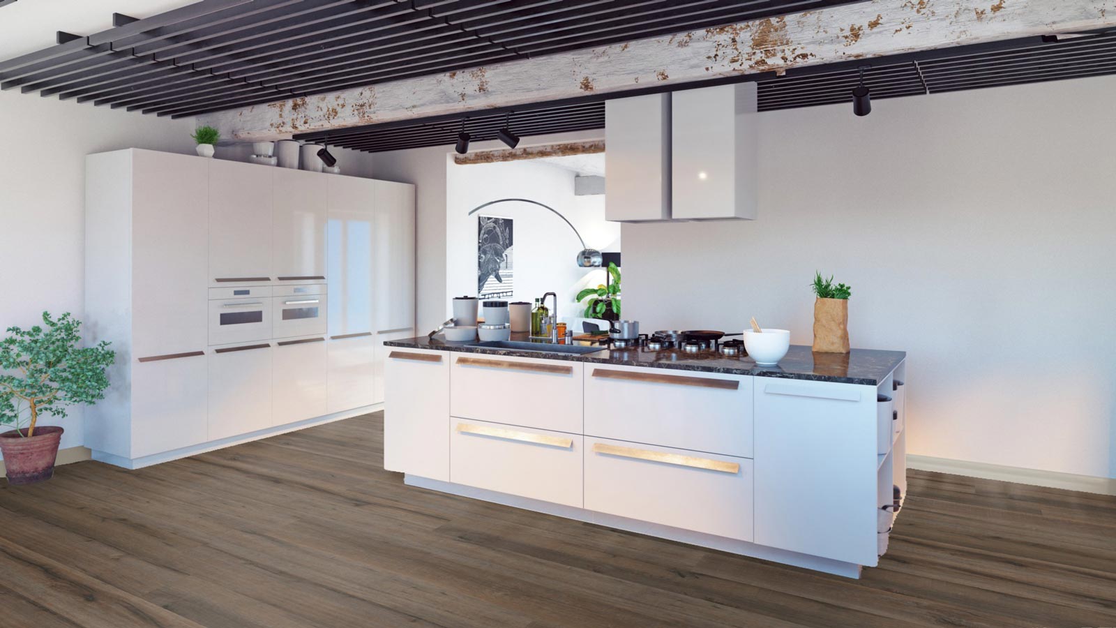 Meister Designboden MeisterDesign. flex DL 400 Altholzeiche lehmgrau 6986 1-Stab Landhausdiele M4V Raum4