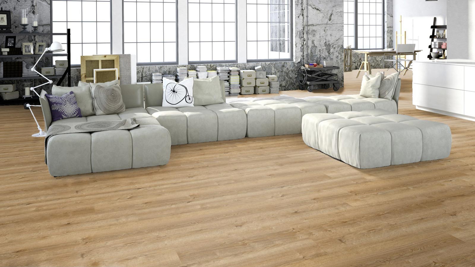 Suelo de diseño MeisterDesign. flex DL 400 Farmeiche hell 6831 1 lama de ancho M4V