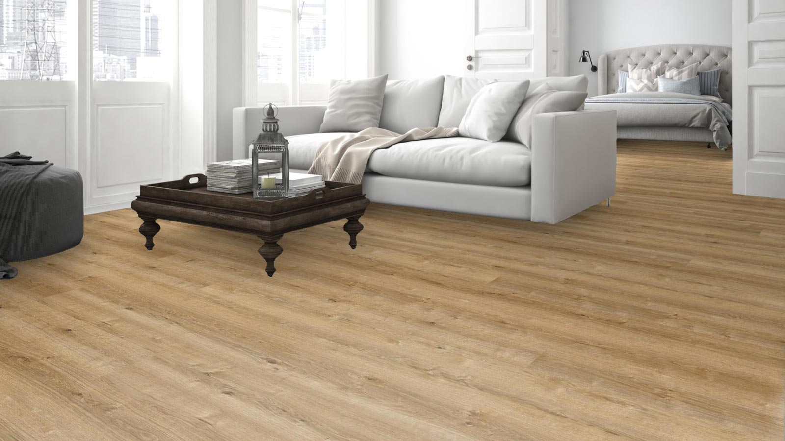 Suelo de diseño MeisterDesign. flex DL 400 Farmeiche hell 6831 1 lama de ancho M4V