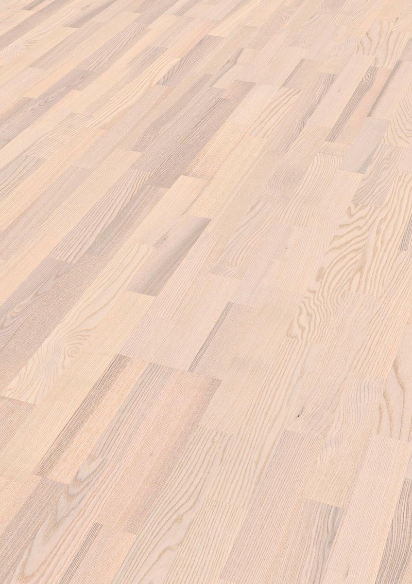 Meister Parkett MeisterParkett. longlife PC 200 Esche lebhaft weiß 8476 3-Stab Schiffsboden Raum1