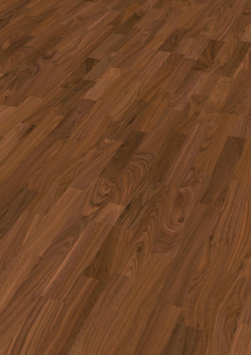 Meister Parkett MeisterParkett. longlife PC 200 Nussbaum amerikanisch harmonisch 3-Stab Schiffsboden Raum1