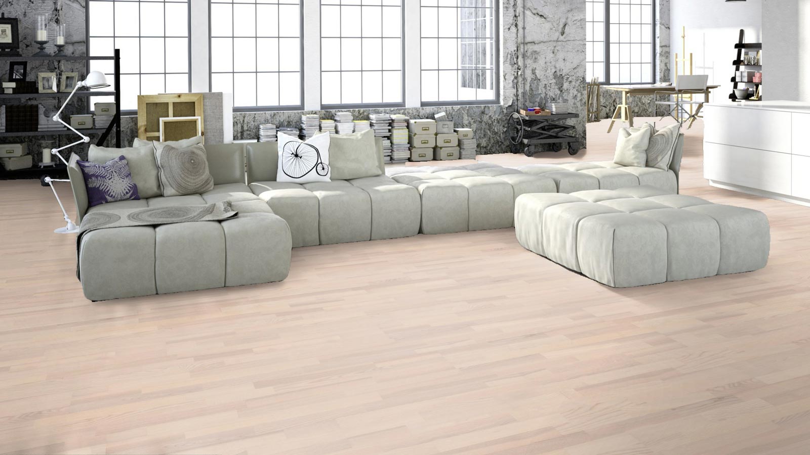 Meister Parkett MeisterParkett. longlife PC 200 Fresno blanco vivo 8476 bloque de 3 lamas