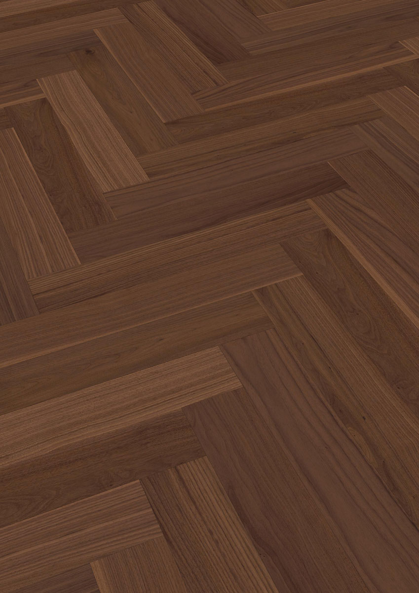 Meister Parkett MeisterParkett. longlife PS 500 Nussbaum amerikanisch lebhaft 8044 Fischgrät M4V Raum1