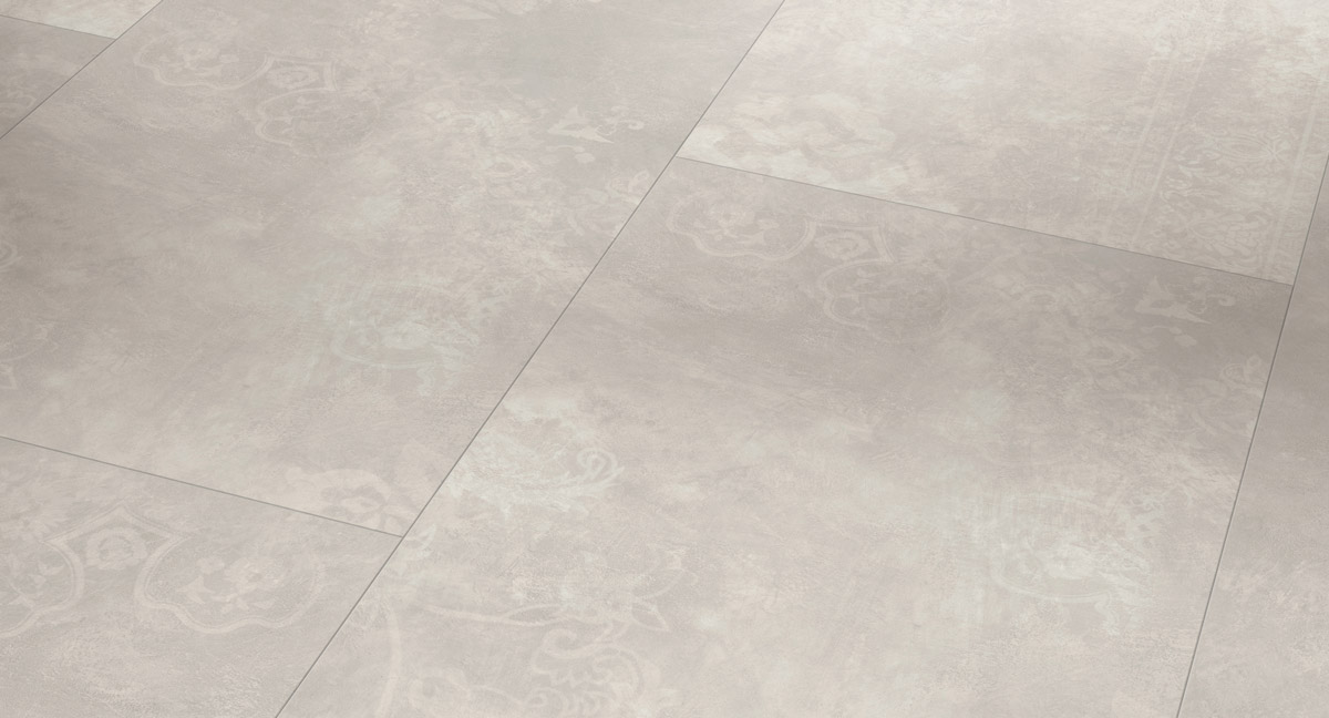 Parador Designboden Modular ONE Beton Ornament Weiss Großfliese 4V Raum1