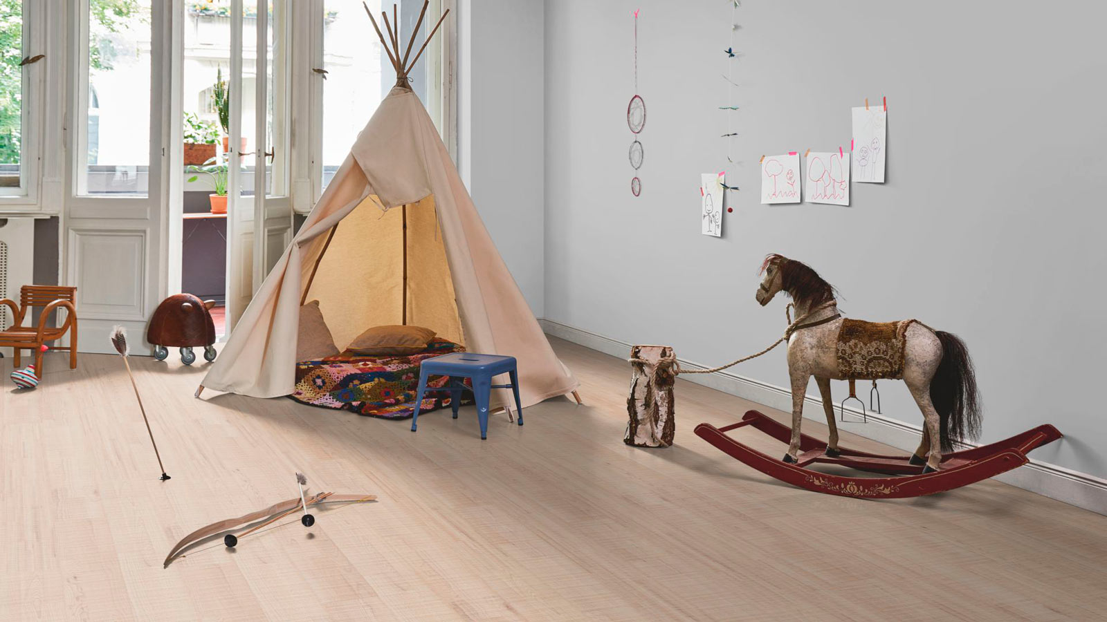 Parador Parkett Trendtime 6 Living Buche weiß Sägestruktur 3-Stab Schiffsboden 4V