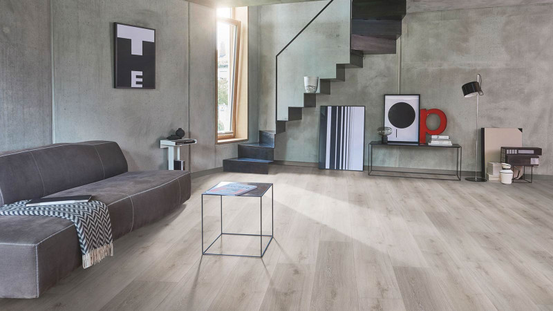 Parador Vinyl flooring Basic 5.3 Oak grey whitewashed 1-strip 4V with integrated insulation main product photo