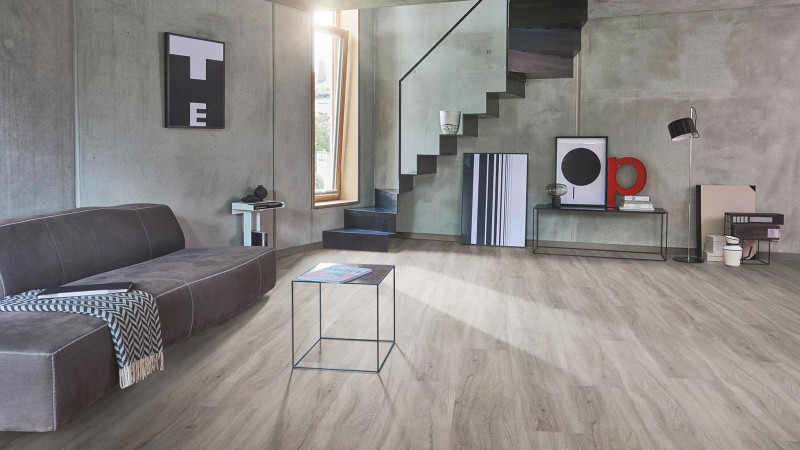 Parador Vinylboden Basic 5.3 Eiche pastellgrau 1-Stab Landhausdiele 4V Trittschalldämmung main product photo