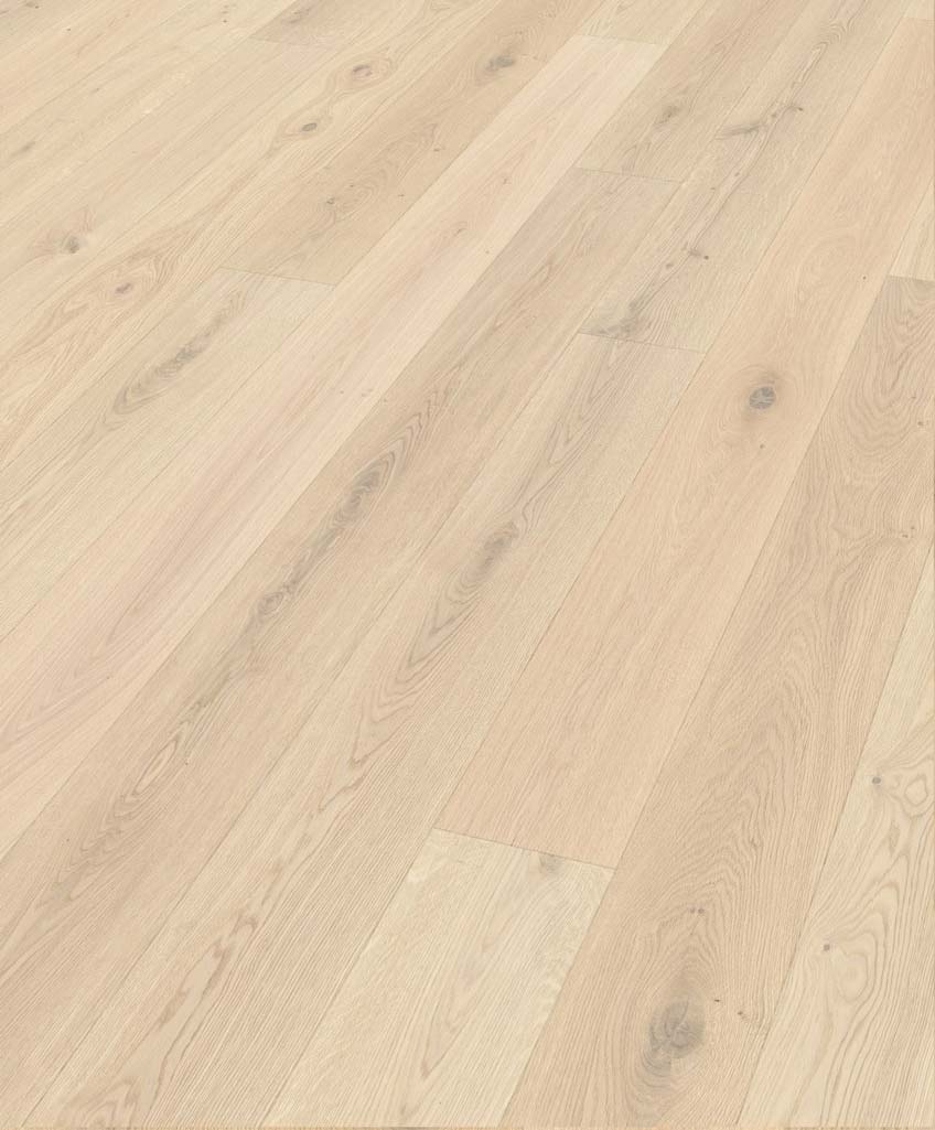 Admonter Parkett FLOORs Eiche Weiss Basic gebürstet 1-Stab Landhausdiele 4V 158x2400 Raum2