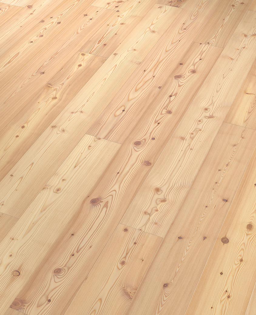 Admonter Parkett FLOORs Lärche Weiss Naturelle gebürstet 1-Stab Landhausdiele 4V 195x2000 Nut & Feder Dekor 2