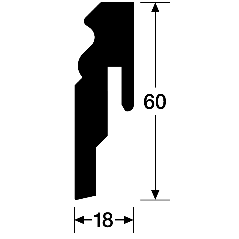 Meister Fußleiste Profil 10 F MK Weiß DF (RAL 9016) 2266 Querschnittzeichnung