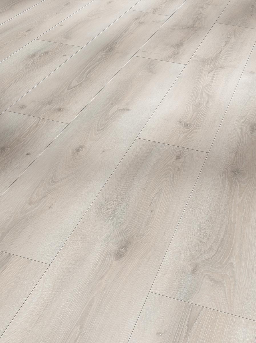 Parador Laminat Hydron 600 Eiche Askada weiß gekälkt Breite Landhausdiele 4V Raum1