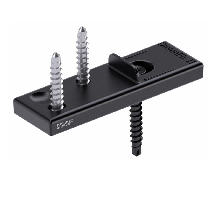 Dielenfix Black (plastic) (19 - 23mm plank thickness) for invisible fixing of wooden decking 300 clips for approx. 8 sq.m. main product photo