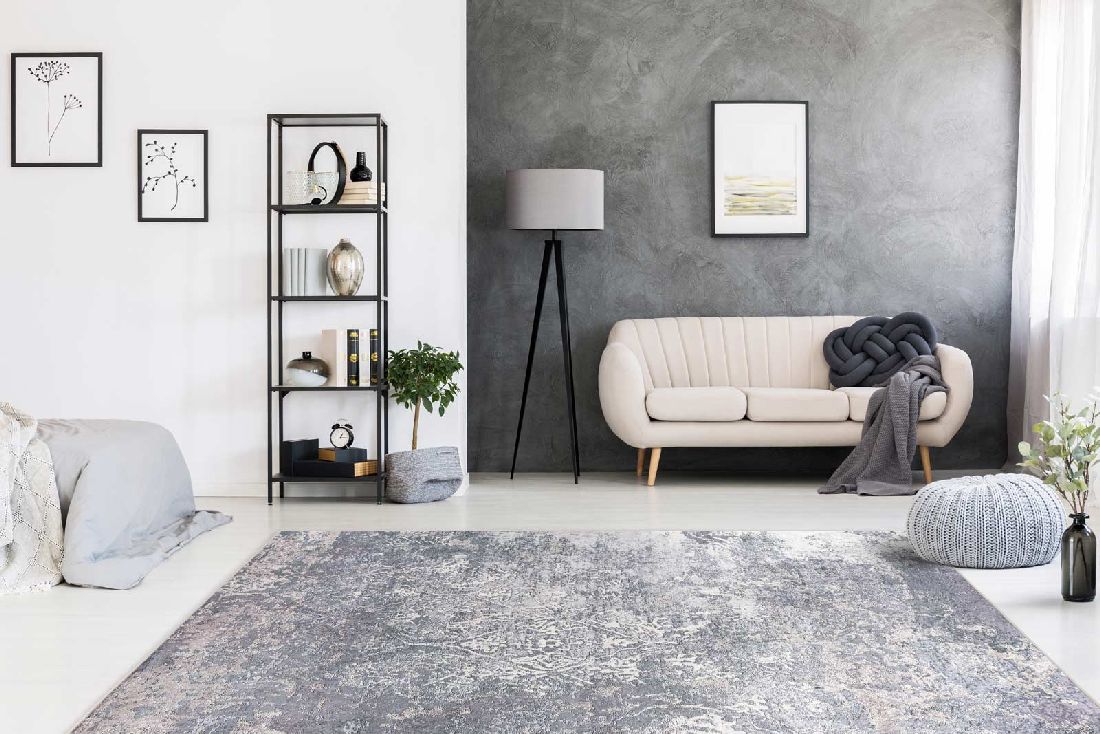 Flachflorteppich Grau VINTAGE ORIENT Grau / Creme / Flieder rechteckig Höhe 6 mm Raum4