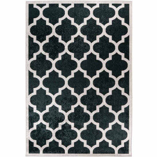 Flat pile carpet ORIENT WABEN Black / Cream rectangular height 6 mm