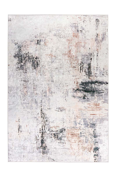 Flat pile carpet VINTAGE ABSTRAKT Gray / White / Brown rectangular height 6 mm main product photo