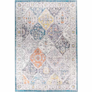 Flat pile carpet VINTAGE ORIENT White / Blue / Money / Orange / Multi rectangular height 6 mm