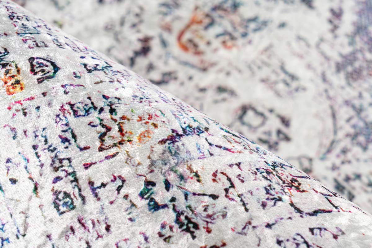 Flachflorteppich VINTAGE ORIENT Weiß / Blau / Geld / Orange / Multi rechteckig Höhe 6 mm Raum3