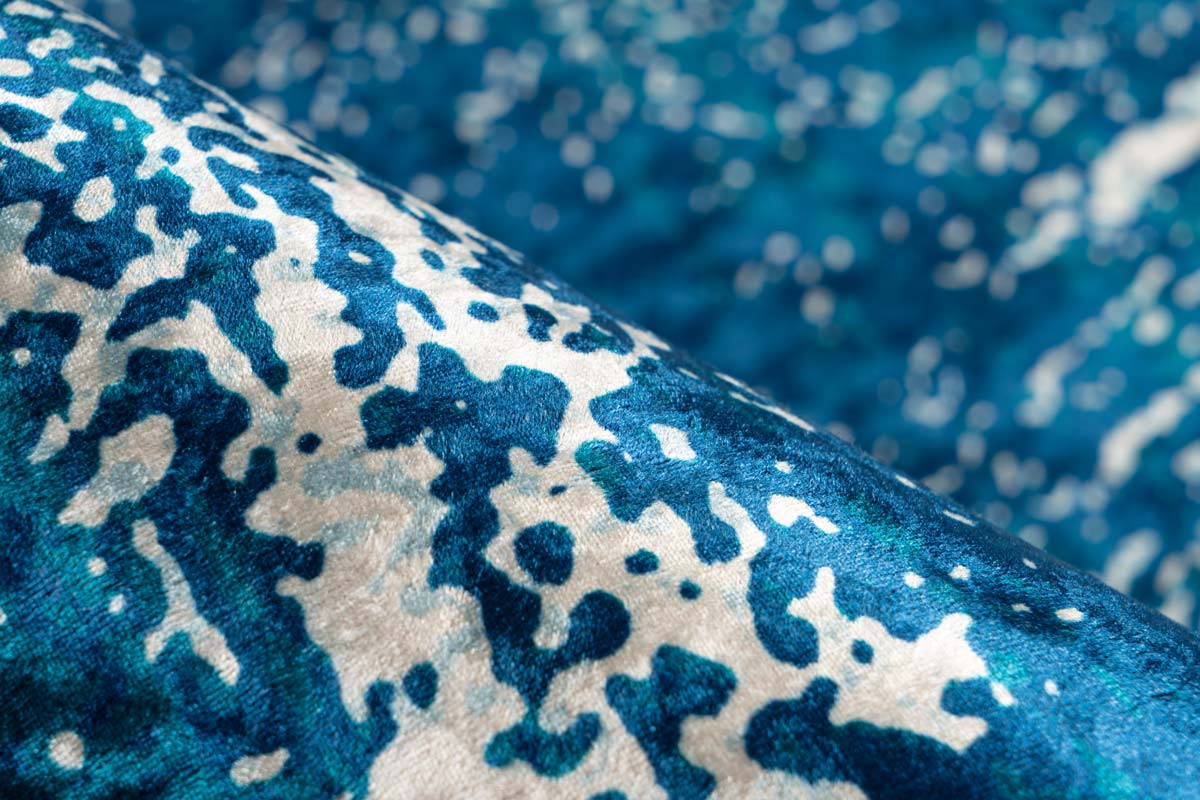 Flachflorteppich VINTAGE OZEAN Blau / Creme rechteckig Höhe 6 mm Raum3