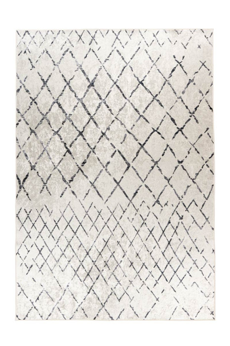 Flat pile carpet VINTAGE RAUTEN ivory / black / gray rectangular height 6 mm main product photo