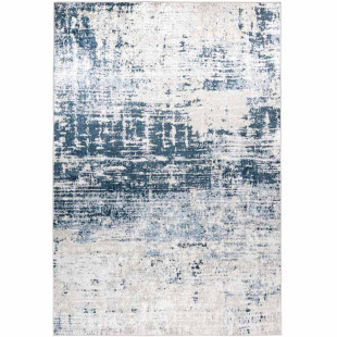 Flat pile carpet VINTAGE USED cream / blue rectangular height 6 mm