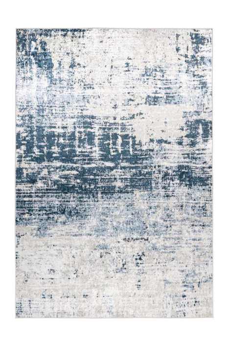 Flat pile carpet VINTAGE USED cream / blue rectangular height 6 mm main product photo